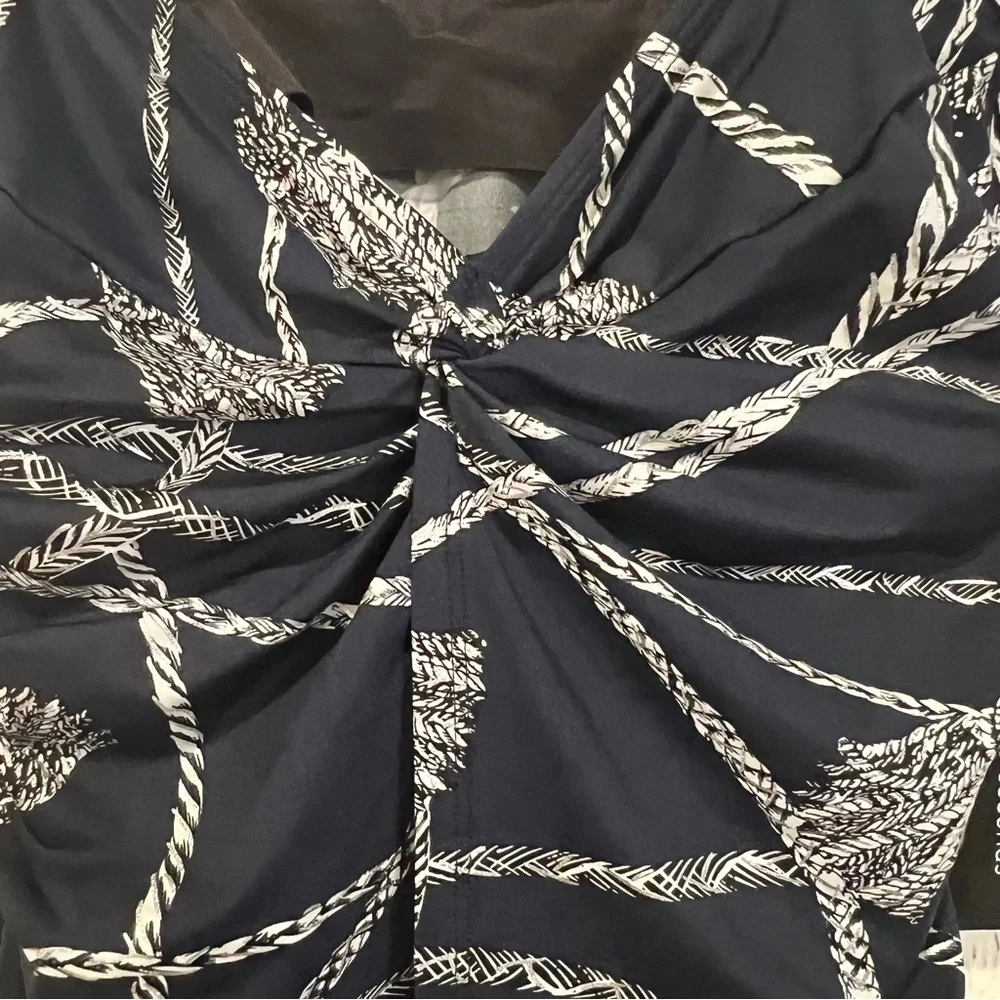 Miraclesuit Navy and White Nautical Rope design Tankini TOP ONLY size 8 - Picture 5 of 12